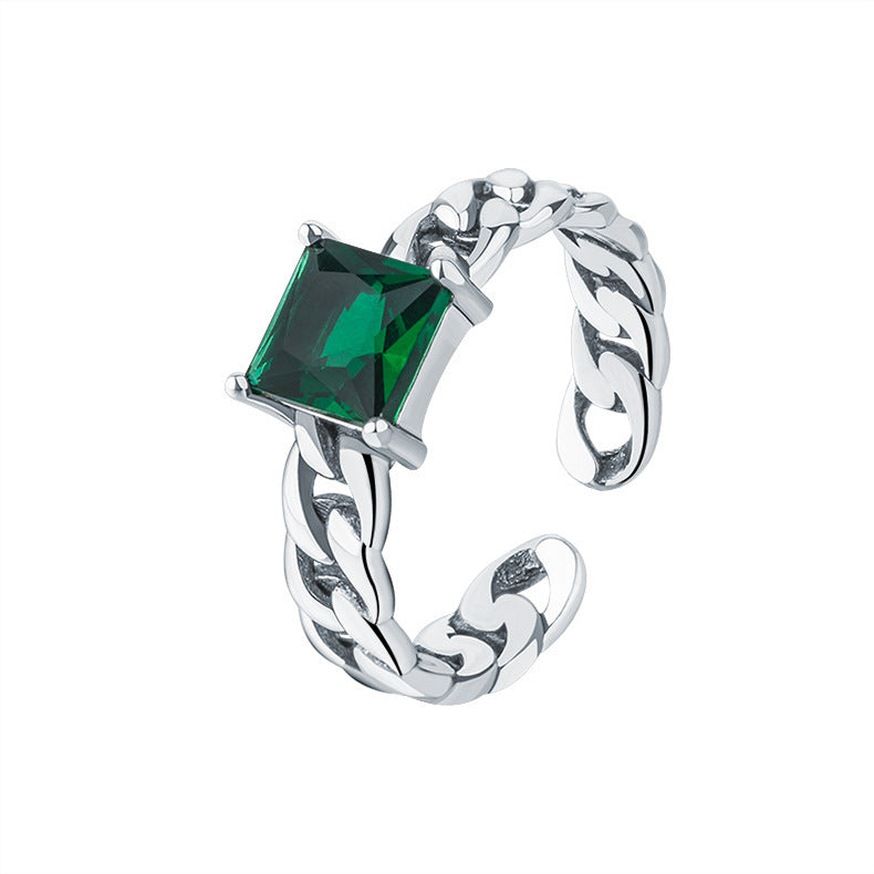 Emerald Retro Cool Wind Chain Index Finger Ring Girl - Cavicinno