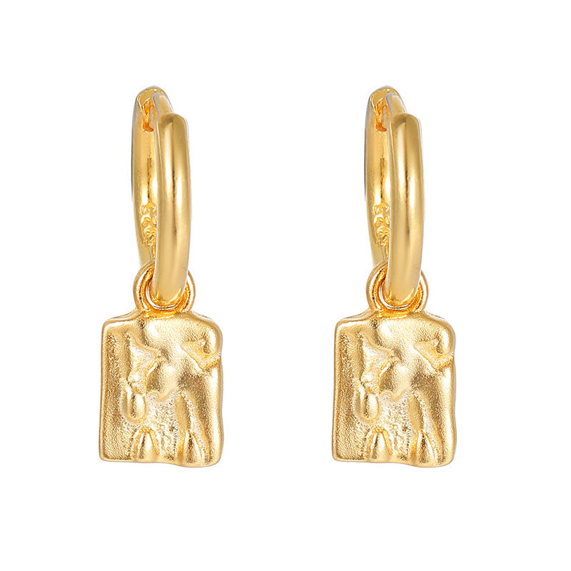 Ear Clip Special-interest Design Water Drop Square Earrings