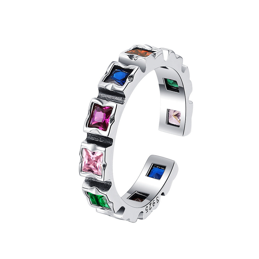 Square Colorful Zircon Ring